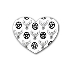 Owls And Pentacles Heart Coaster (4 Pack)  by IIPhotographyAndDesigns