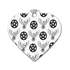 Owls And Pentacles Dog Tag Heart (one Side) by IIPhotographyAndDesigns