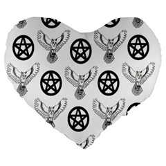 Owls And Pentacles Large 19  Premium Heart Shape Cushions by IIPhotographyAndDesigns