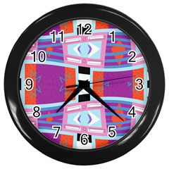 Mirrored Distorted Shapes                                    Wall Clock (black) by LalyLauraFLM