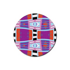 Mirrored Distorted Shapes                                    Rubber Round Coaster (4 Pack) by LalyLauraFLM