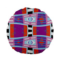 Mirrored Distorted Shapes                              Standard 15  Premium Flano Round Cushion by LalyLauraFLM