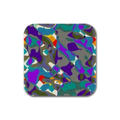 Blue Purple Shapes                                      Rubber Square Coaster (4 Pack by LalyLauraFLM