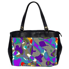 Blue Purple Shapes                                      Oversize Office Handbag (2 Sides) by LalyLauraFLM