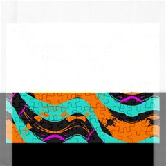 Blue Orange Black Waves                                         Jigsaw Puzzle (rectangular) by LalyLauraFLM