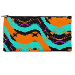 Blue Orange Black Waves                                   Pencil Case by LalyLauraFLM