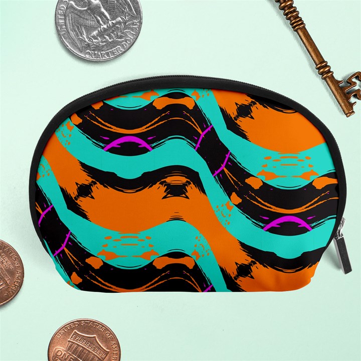 Blue orange black waves                                         Accessory Pouch