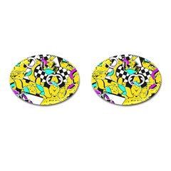 Shapes On A Yellow Background                                         Cufflinks (oval) by LalyLauraFLM