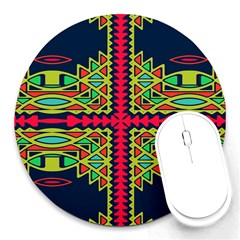 Distorted shapes on a blue background                                       Round Mousepad