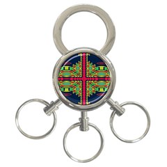 Distorted shapes on a blue background                                       3-Ring Key Chain