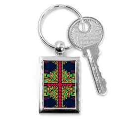 Distorted shapes on a blue background                                       Key Chain (Rectangle)