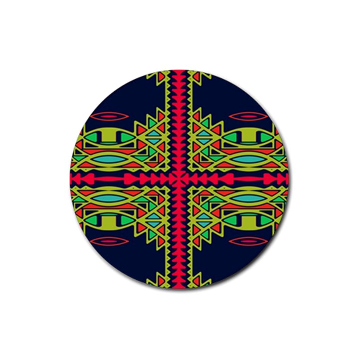 Distorted shapes on a blue background                                       Rubber Coaster (Round)