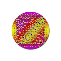 Festive Music Tribute In Rainbows Rubber Coaster (round)  by pepitasart