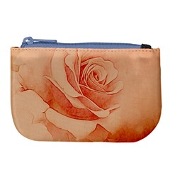 Wonderful Rose In Soft Colors Large Coin Purse by FantasyWorld7