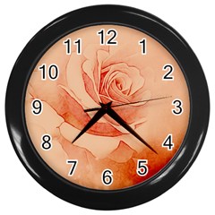 Wonderful Rose In Soft Colors Wall Clock (black) by FantasyWorld7