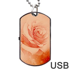 Wonderful Rose In Soft Colors Dog Tag Usb Flash (one Side) by FantasyWorld7