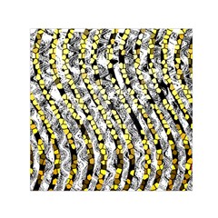 Bright Gold Black And White Waves Created By Flipstylez Designs Small Satin Scarf (square) by flipstylezfashionsLLC