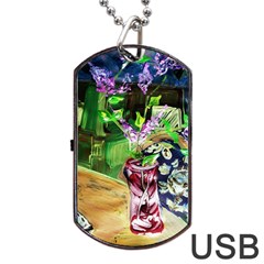 Lilac On A Countertop 2 Dog Tag Usb Flash (one Side) by bestdesignintheworld