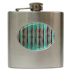 Bluegreen Background Red And Orange Seamless Design Created By Flipstylez Designs Hip Flask (6 Oz) by flipstylezfashionsLLC