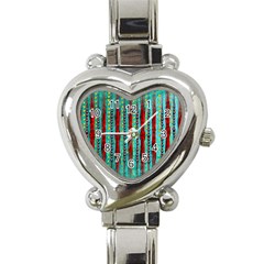 Bluegreen Background Red And Orange Seamless Design Created By Flipstylez Designs Heart Italian Charm Watch by flipstylezfashionsLLC