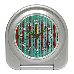 Bluegreen Background Red And Orange Seamless Design Created By Flipstylez Designs Travel Alarm Clock by flipstylezfashionsLLC