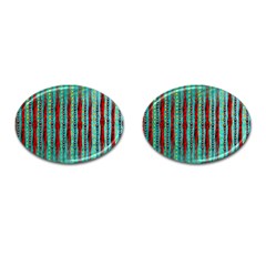 Bluegreen Background Red And Orange Seamless Design Created By Flipstylez Designs Cufflinks (oval) by flipstylezfashionsLLC