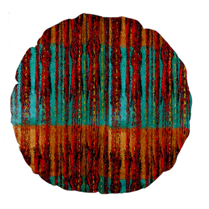 Stretched exotic blue green red and orange design created by flipstylez designs Large 18  Premium Round Cushions