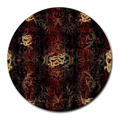 A Golden Dragon Burgundy Design Created By Flipstylez Designs Round Mousepads by flipstylezfashionsLLC