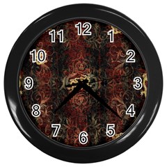 A Golden Dragon Burgundy Design Created By Flipstylez Designs Wall Clock (black) by flipstylezfashionsLLC