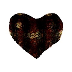 A Golden Dragon Burgundy Design Created By Flipstylez Designs Standard 16  Premium Flano Heart Shape Cushions by flipstylezfashionsLLC