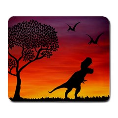 Sunset Dinosaur Scene Large Mousepads