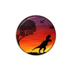 Sunset Dinosaur scene Hat Clip Ball Marker (4 pack) Front