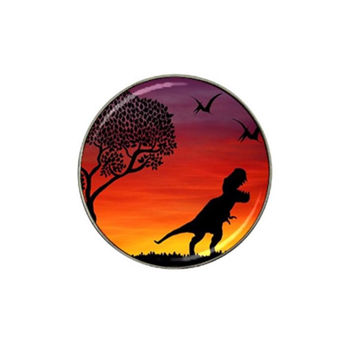 Sunset Dinosaur scene Hat Clip Ball Marker (4 pack)