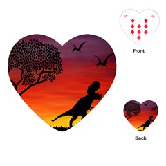 Sunset Dinosaur Scene Playing Cards (heart) 