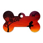 Sunset Dinosaur scene Dog Tag Bone (Two Sides) Front