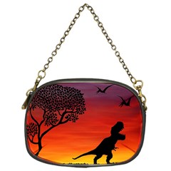 Sunset Dinosaur Scene Chain Purses (one Side)  by IIPhotographyAndDesigns