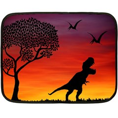 Sunset Dinosaur Scene Fleece Blanket (mini)