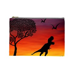 Sunset Dinosaur Scene Cosmetic Bag (large) by IIPhotographyAndDesigns