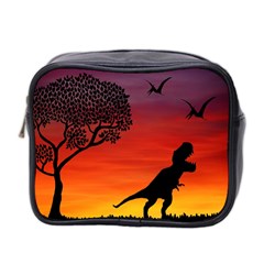 Sunset Dinosaur Scene Mini Toiletries Bag 2-side by IIPhotographyAndDesigns