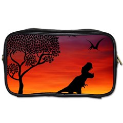 Sunset Dinosaur Scene Toiletries Bags by IIPhotographyAndDesigns