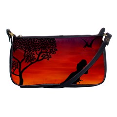 Sunset Dinosaur Scene Shoulder Clutch Bags