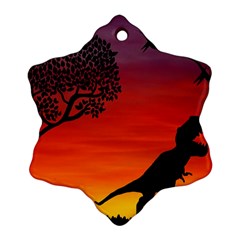 Sunset Dinosaur Scene Ornament (snowflake)