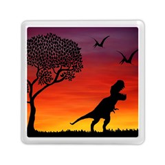 Sunset Dinosaur Scene Memory Card Reader (square)