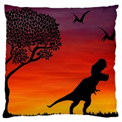 Sunset Dinosaur Scene Large Cushion Case (one Side)