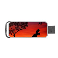 Sunset Dinosaur Scene Portable Usb Flash (one Side)