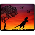 Sunset Dinosaur scene Double Sided Fleece Blanket (Medium)  58.8 x47.4  Blanket Front