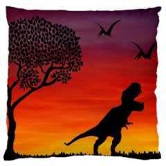 Sunset Dinosaur Scene Standard Flano Cushion Case (one Side)