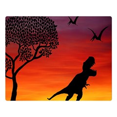 Sunset Dinosaur Scene Double Sided Flano Blanket (large) 