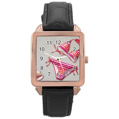 Urban T-shirts, Tropical Swim Suits, Running Shoes, Phone Cases Rose Gold Leather Watch  by gol1ath