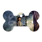 Cute Little Fairy With Kitten On A Swing Dog Tag Bone (Two Sides) Front